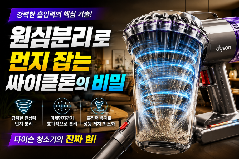 다이슨 청소기의 싸이클론 기술: 원심분리로 먼지와 공기를 나누는 법 완벽 정리 썸네일