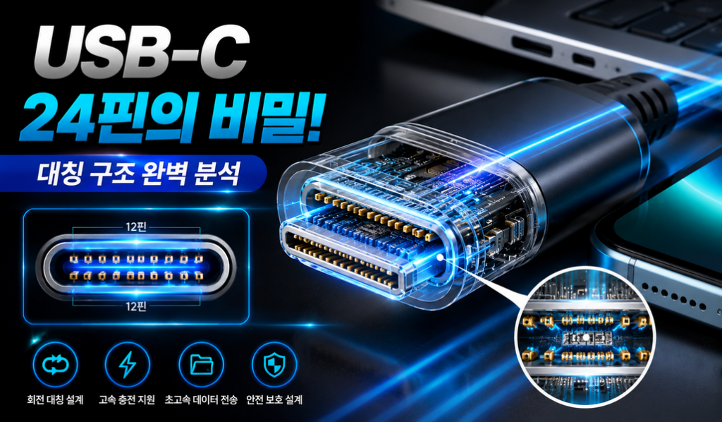 USB-C 타입 원리, 앞뒤 구분 없이 통신하는 24핀 대칭 구조의 비밀 썸네일